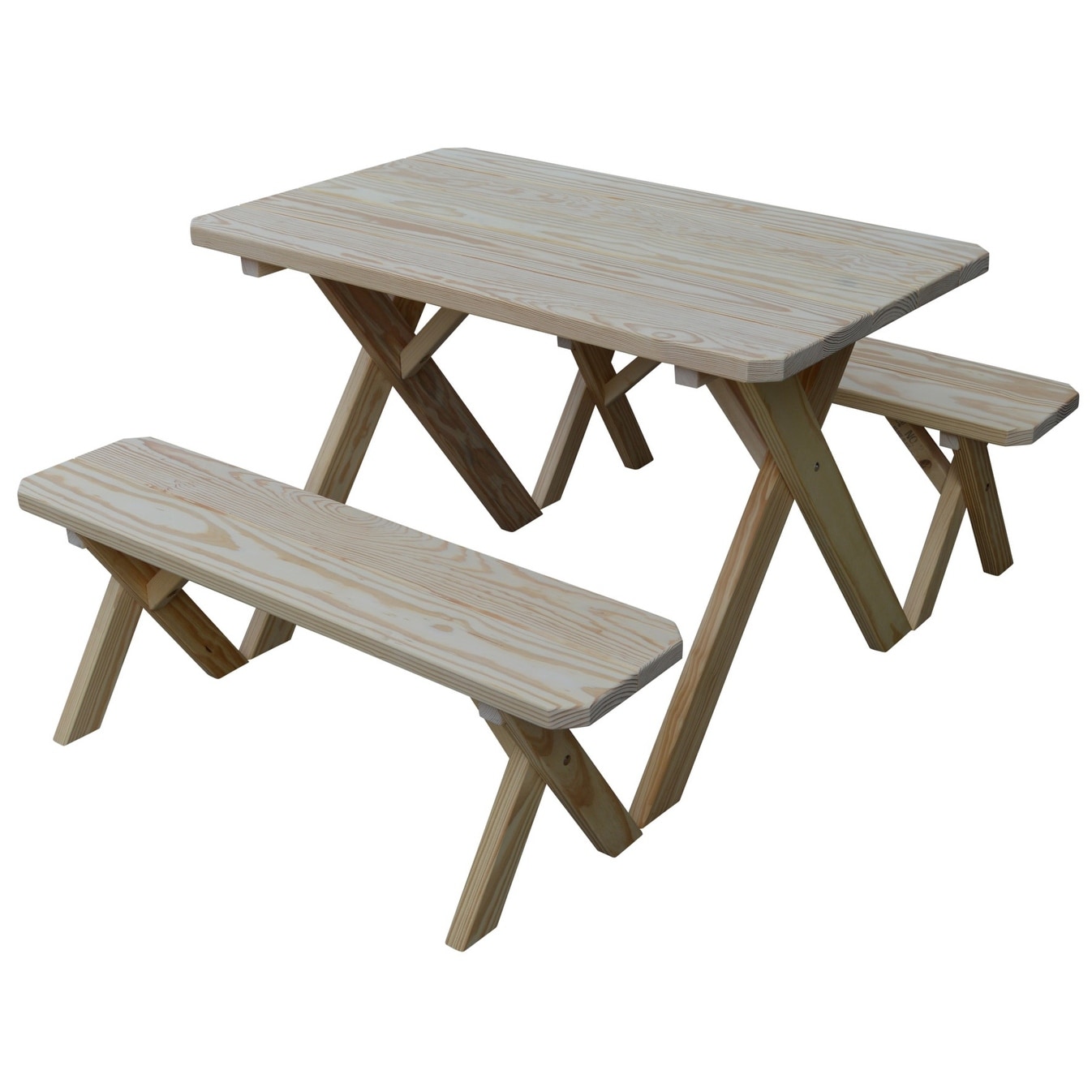 Pressure Treated Pine 4 Cross-leg Picnic Table With 2 Benches