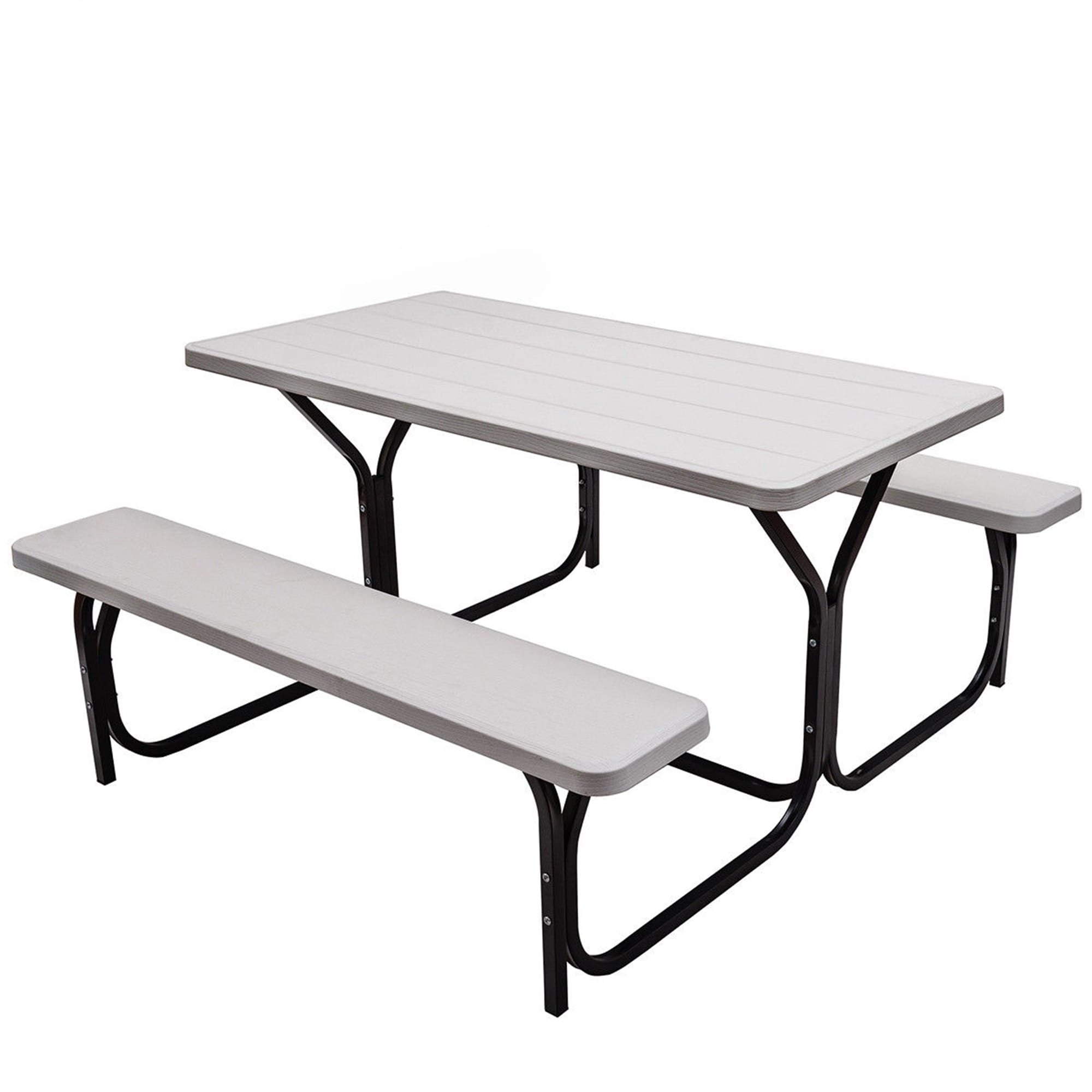 54 X 59 In Black Picnic Table Bench Set For Outdoor Camping