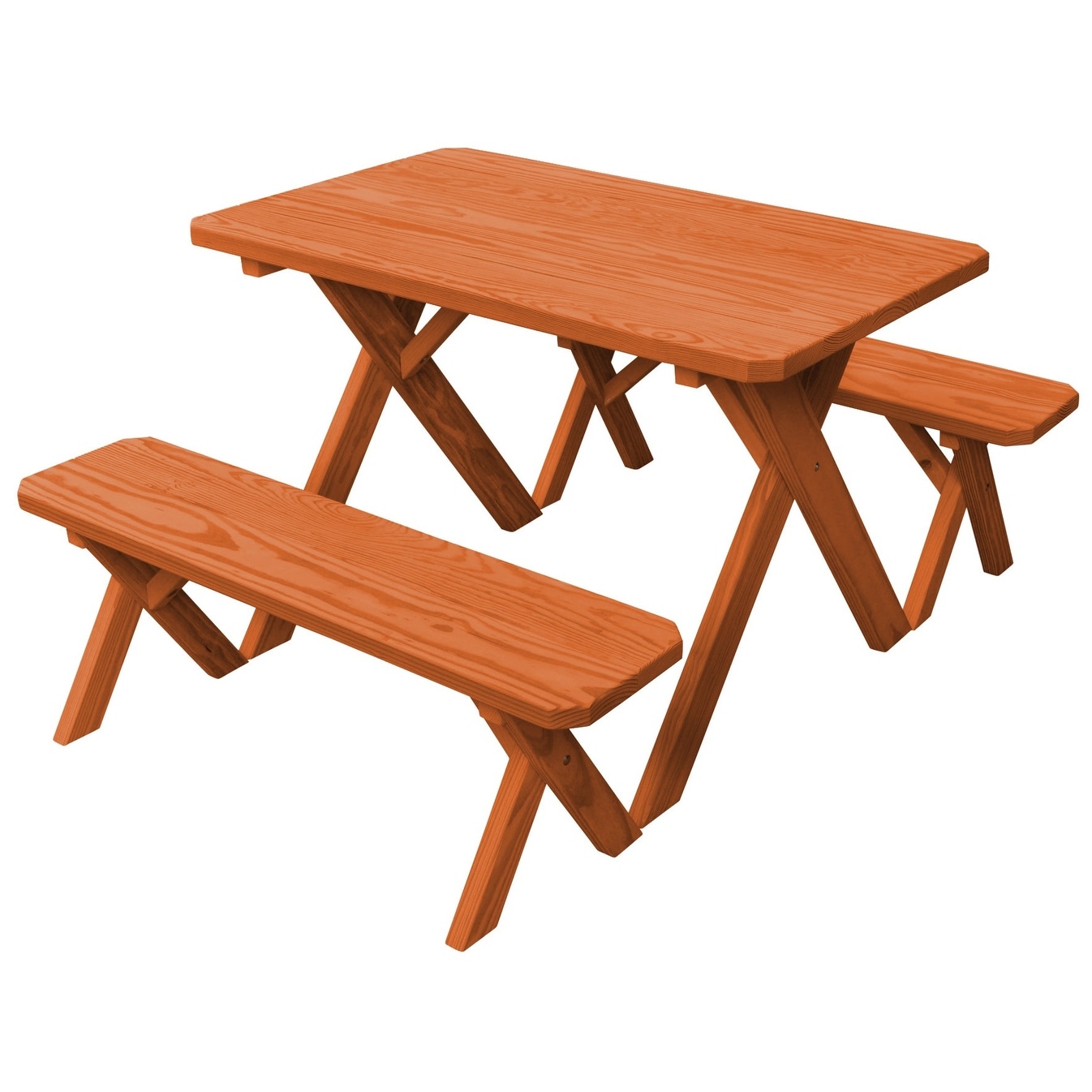 Pressure Treated Pine 4 Cross-leg Picnic Table With 2 Benches