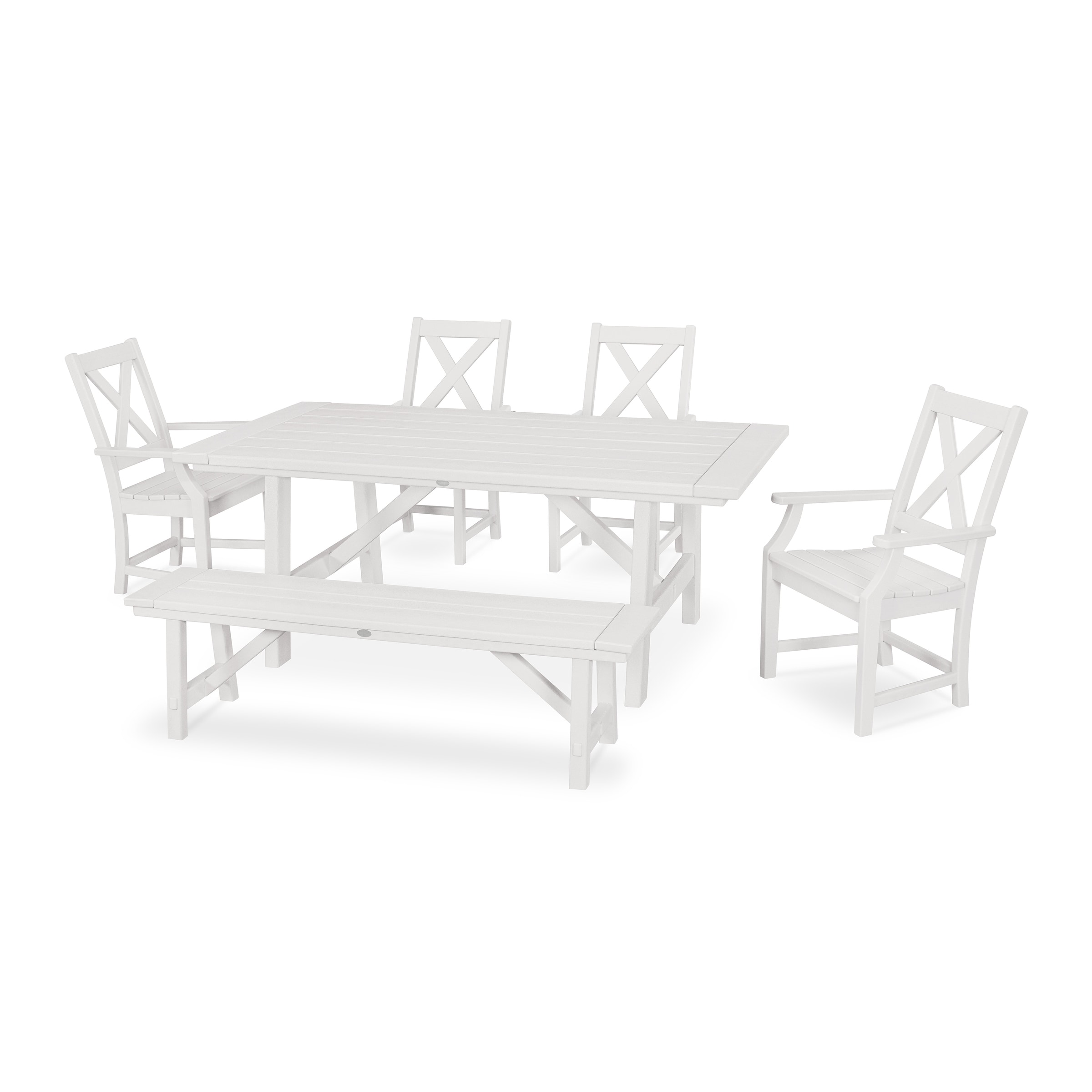 Polywood Braxton 6-piece Rustic Farmhouse Arm Chair Dining Set With Bench