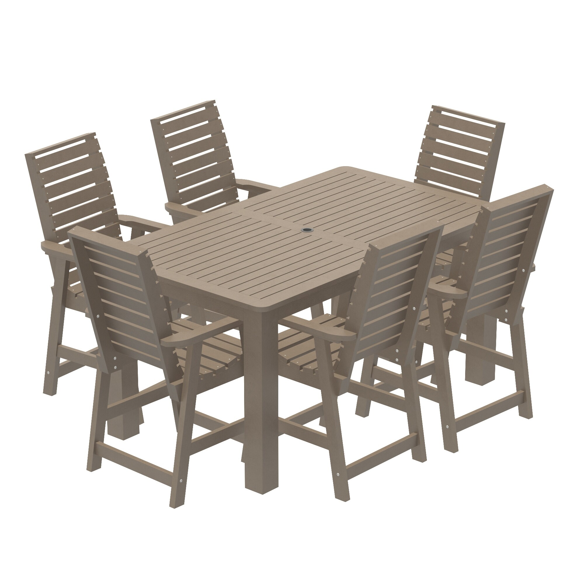 Glennville Commercial 7-piece Outdoor Counter Dining Set 42x72