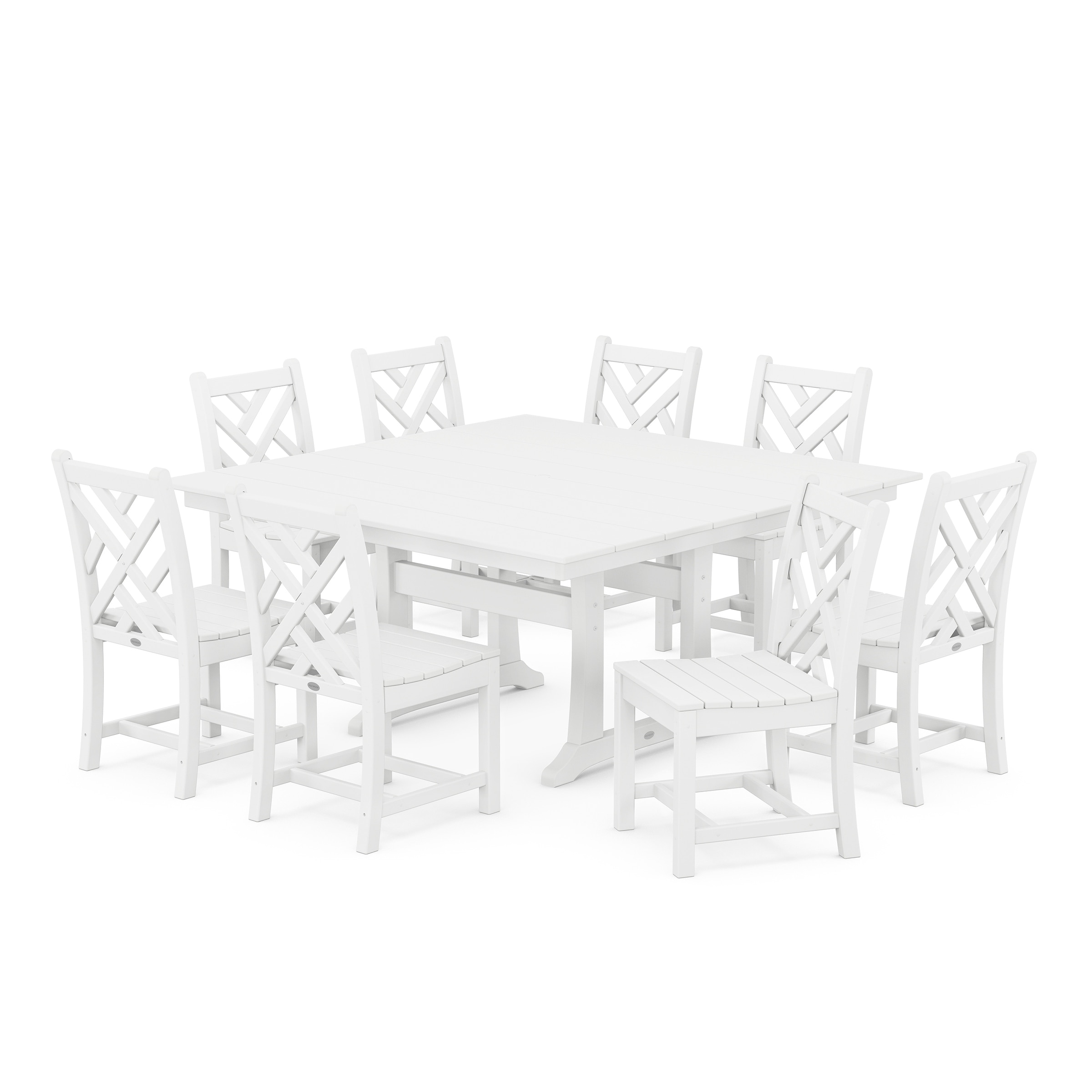 Polywood Chippendale 9-piece Farmhouse Trestle Dining Set