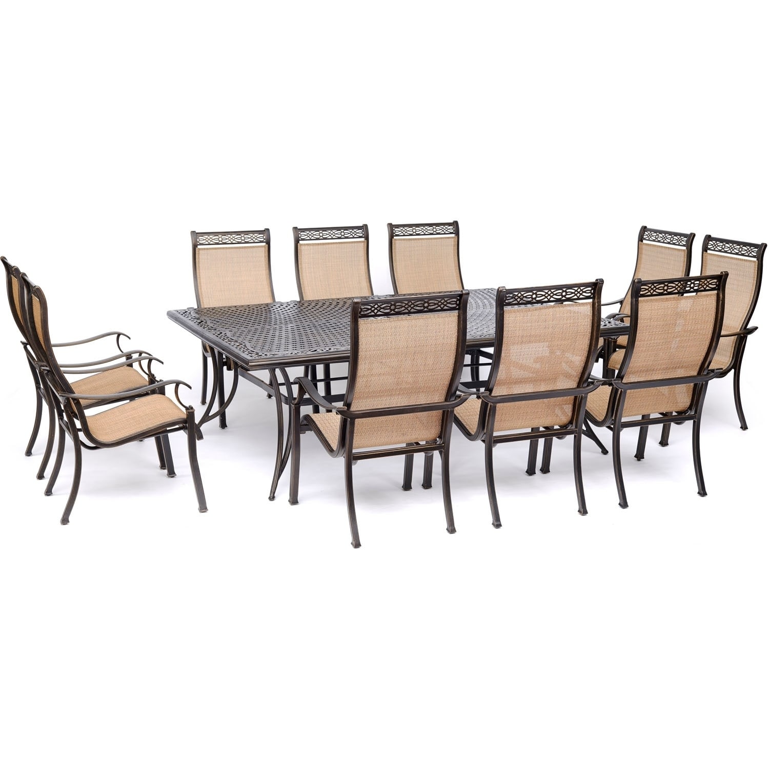 Hanover Manor 11-piece Dining Set With 10 Sling Chairs And An Extra-large 60 X 84 Cast-top Dining Table