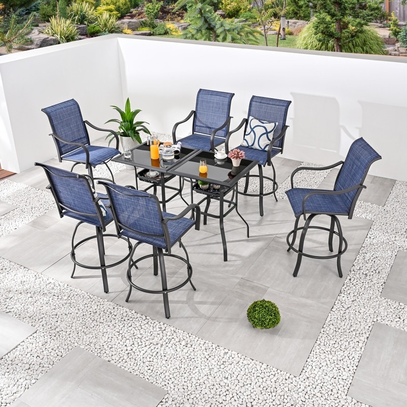 Patio Festival 6-person Outdoor Bar Height Swivel Bistro Dining Set