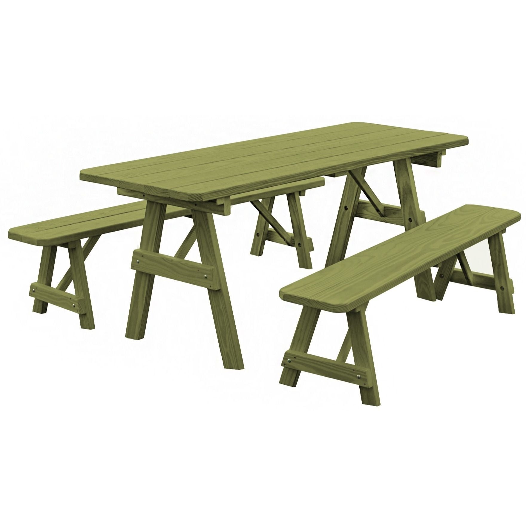 Pressure Treated Pine 8 Traditional Picnic Table With 2 Benches