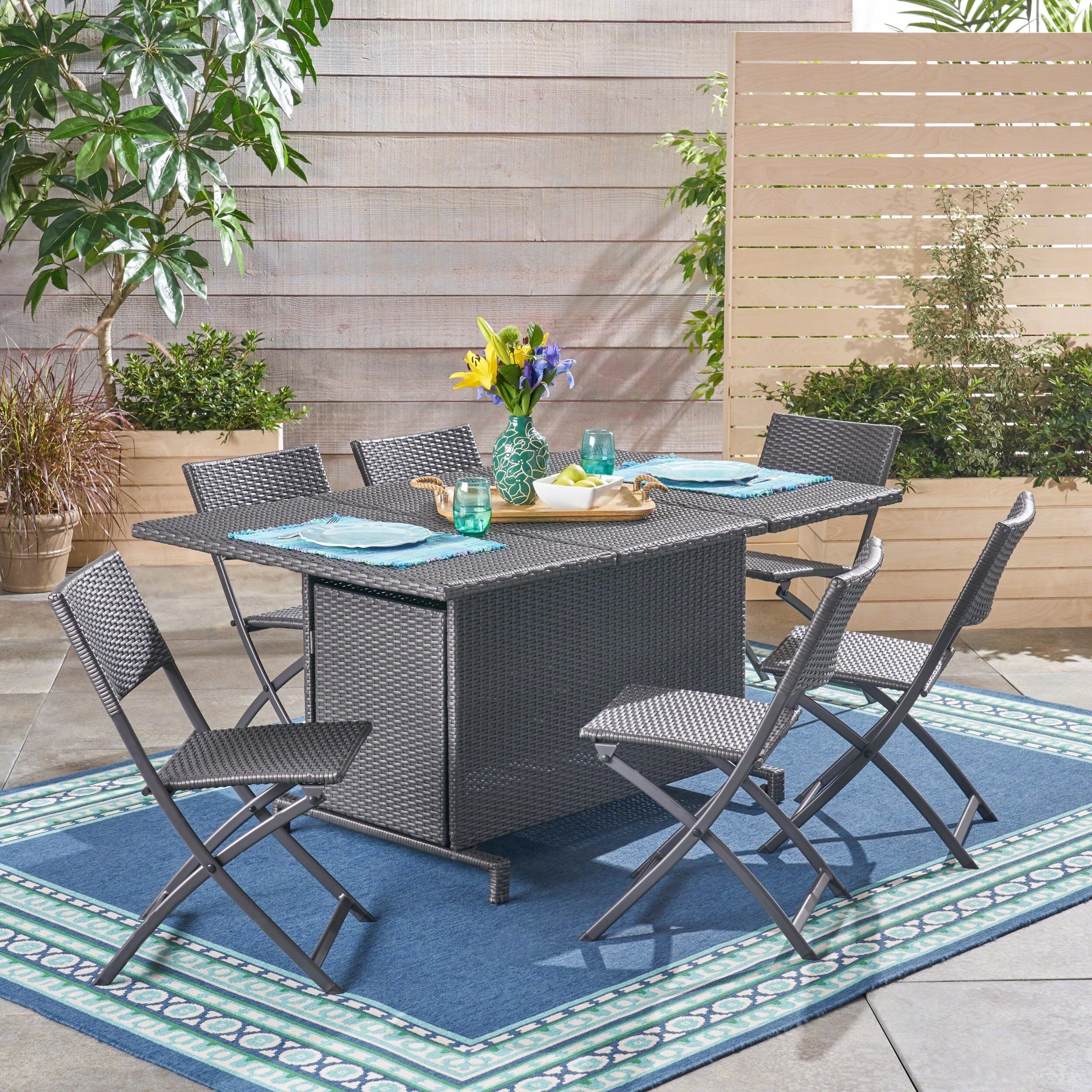 Maldives Outdoor 7 Piece Foldable Dining Set By Christopher Knight Home