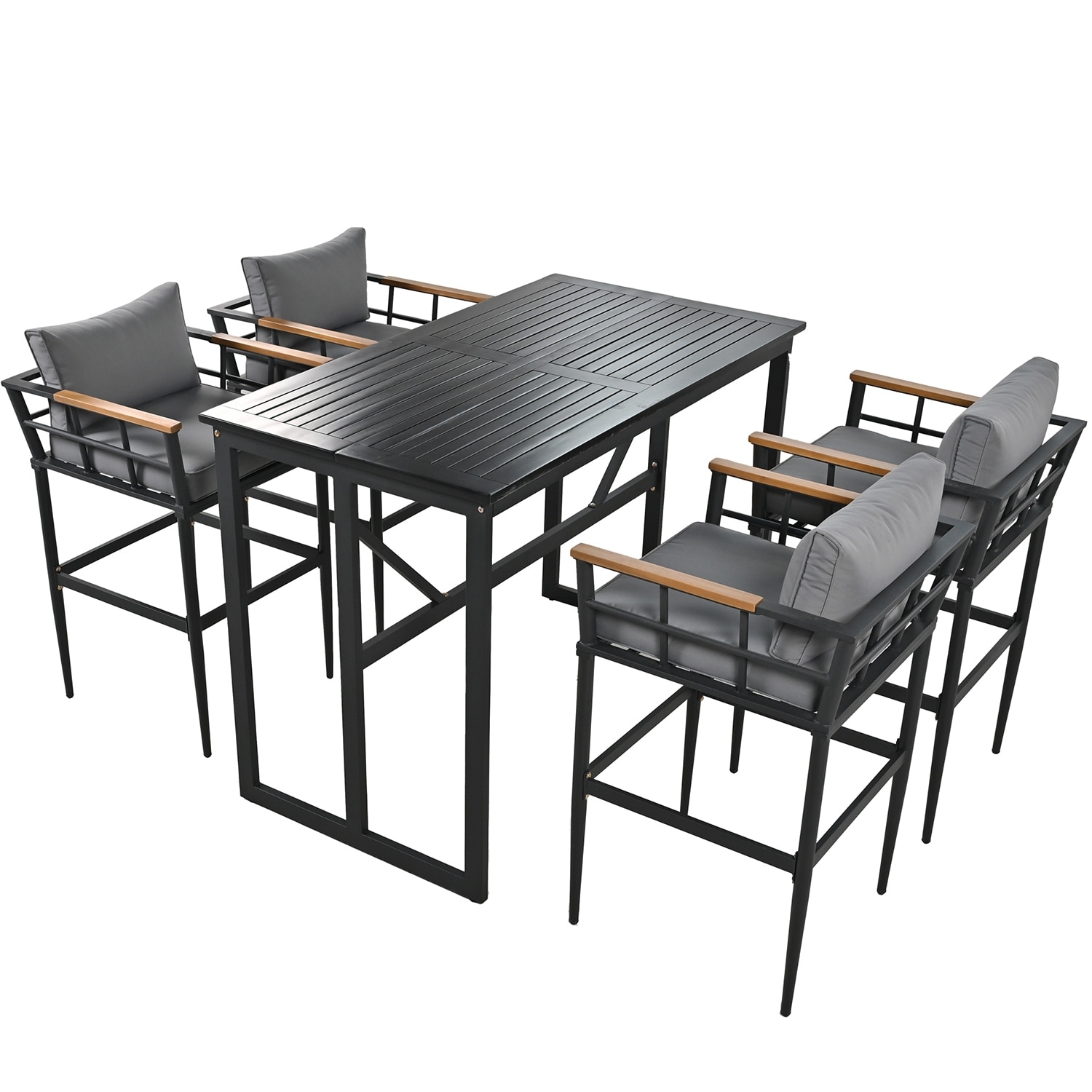 5pieces Steel Outdoor Dining Table Set With 1 Table And 4 Chairs