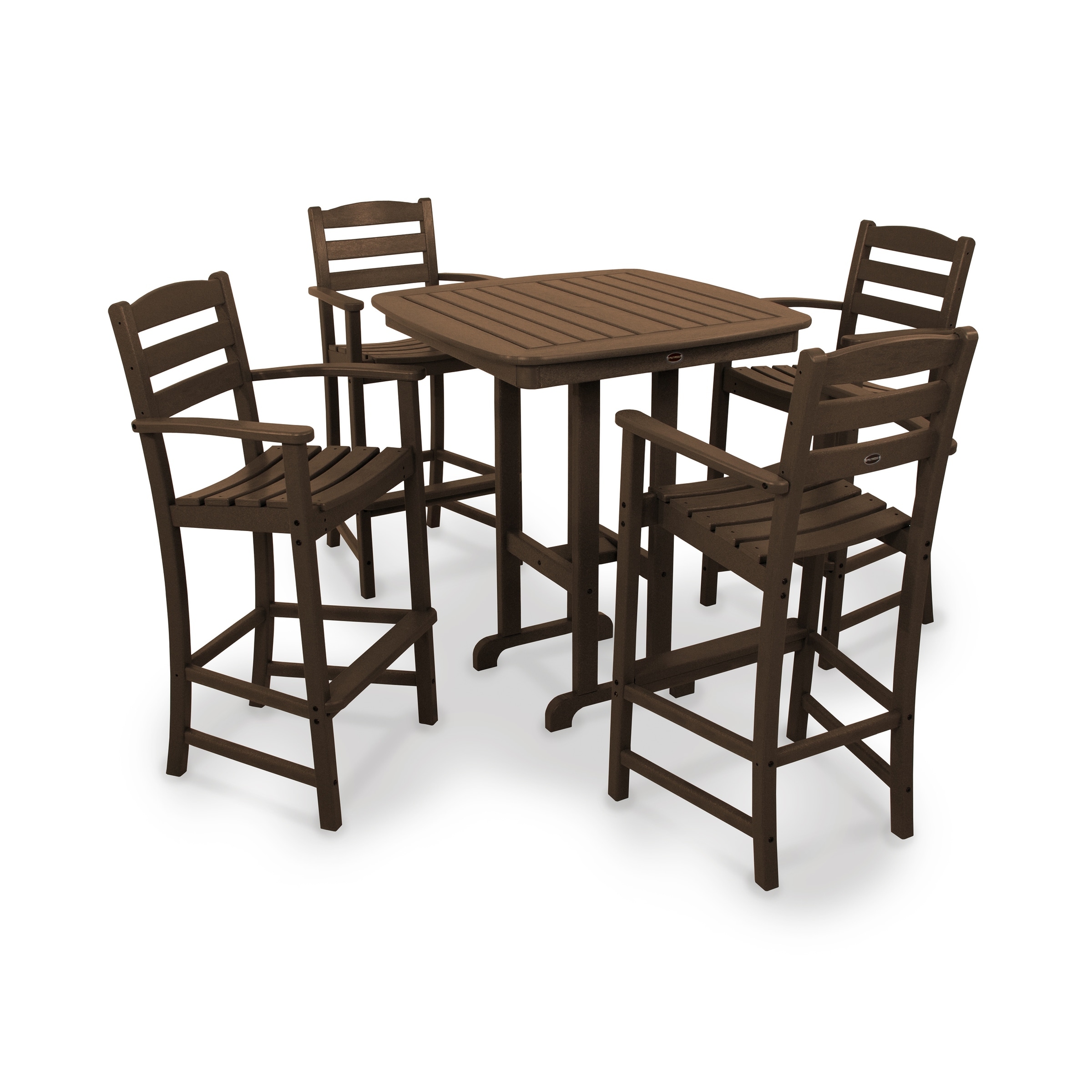 Polywood La Casa Cafe 5-piece Outdoor Bar Chair Set With Table