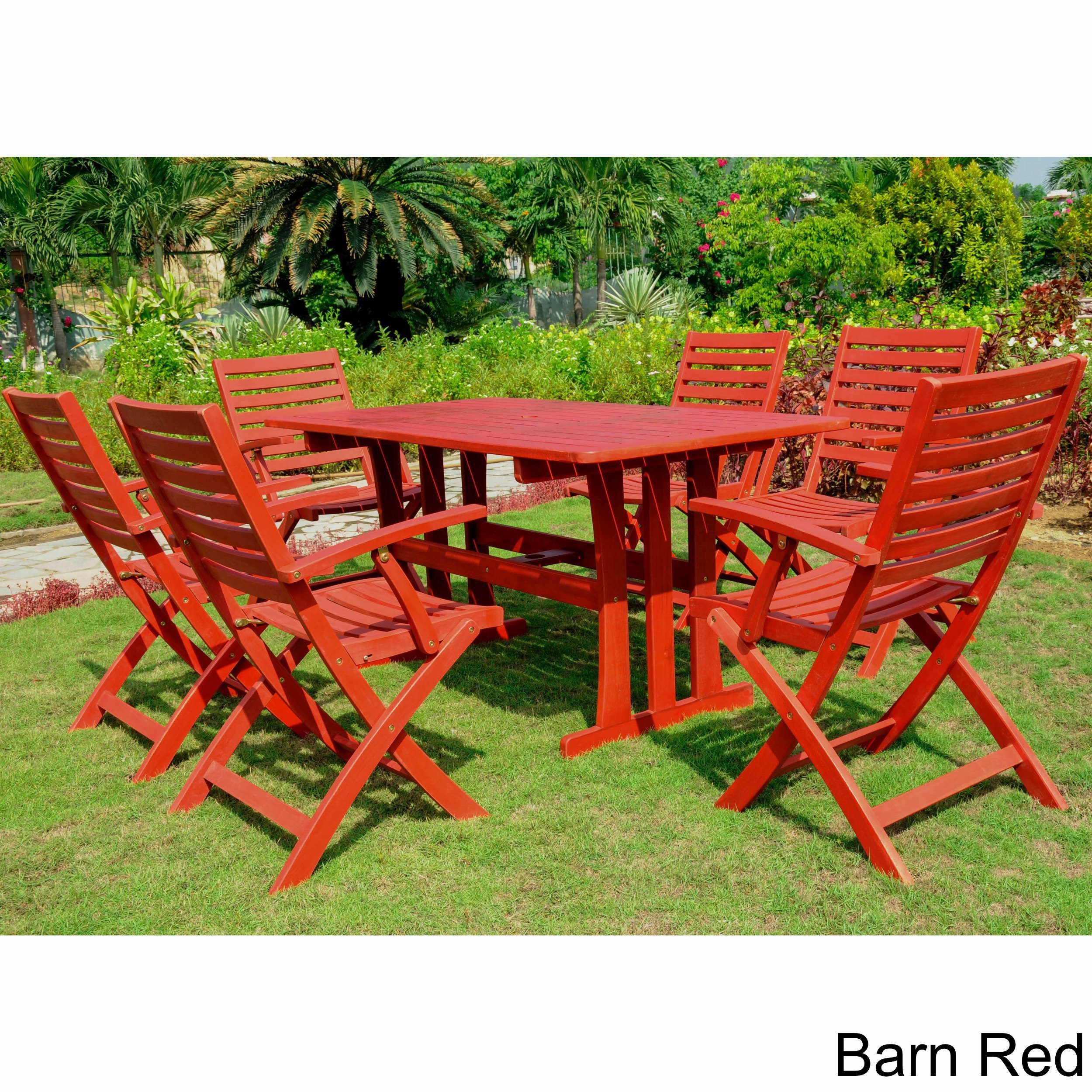 International Caravan Sciacca Stained Acacia Hardwood Outdoor 7-piece Dining Set
