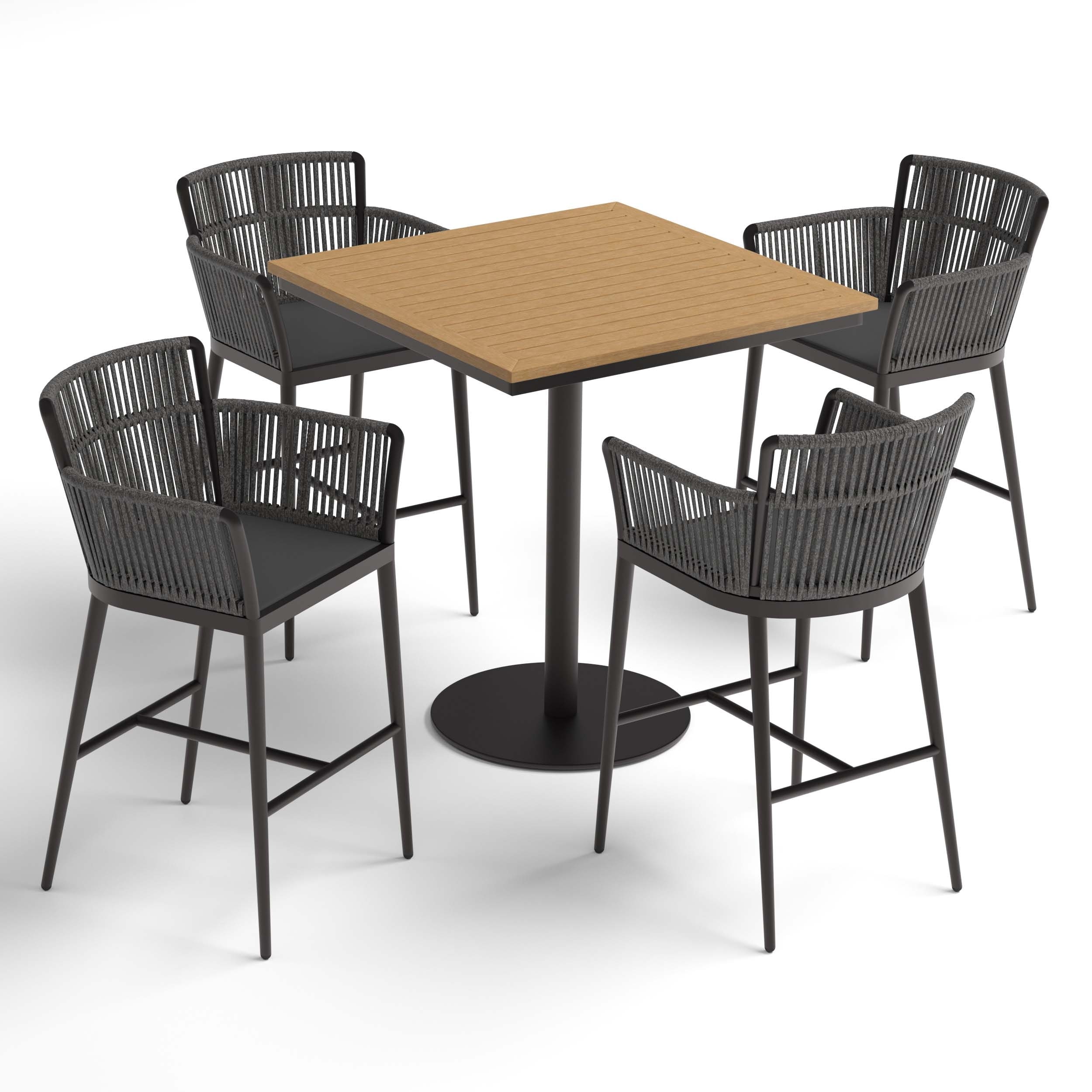 Travira 5-piece 36 Square Bar Table And Nette Bar Chairs Set