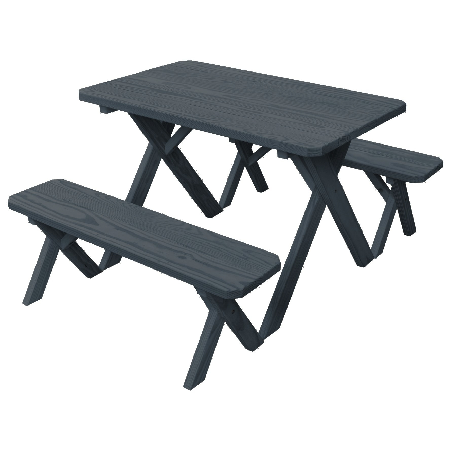 Pine 4 Cross-leg Picnic Table With 2 Benches