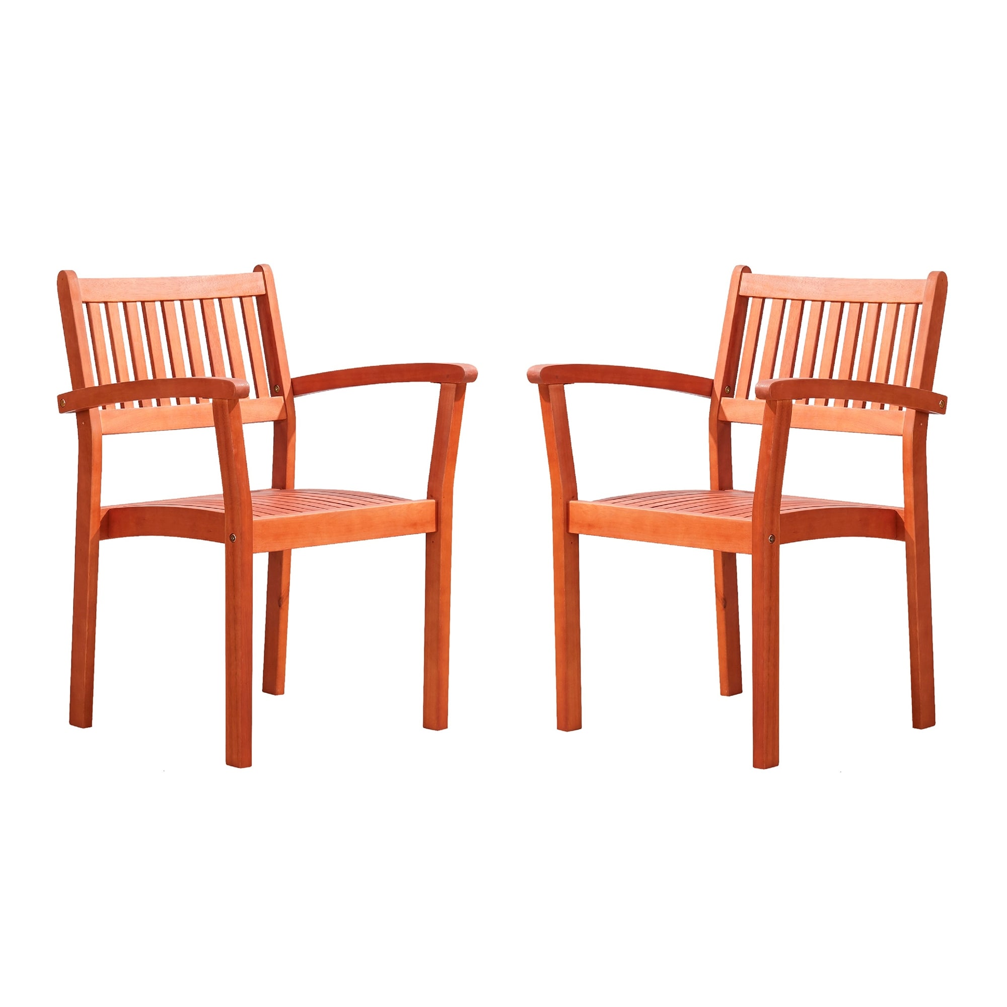 Hakan Wood Patio Curvy Legs Table And Stacking Chair Set