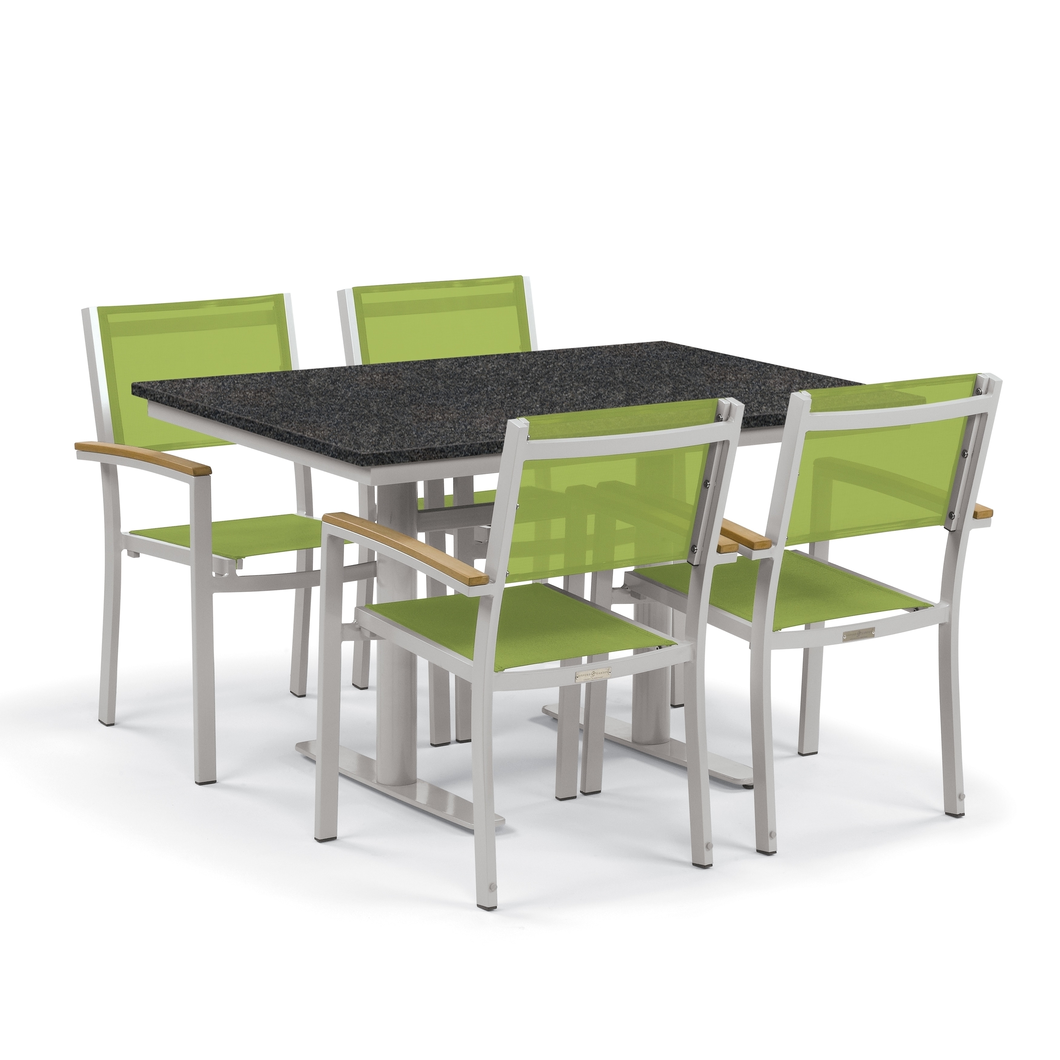 Oxford Garden Travira 5-piece Bistro Set With 34-inch X 48-inch Lite-core Charcoal Table - Natural Tekwood  Go Green Sling