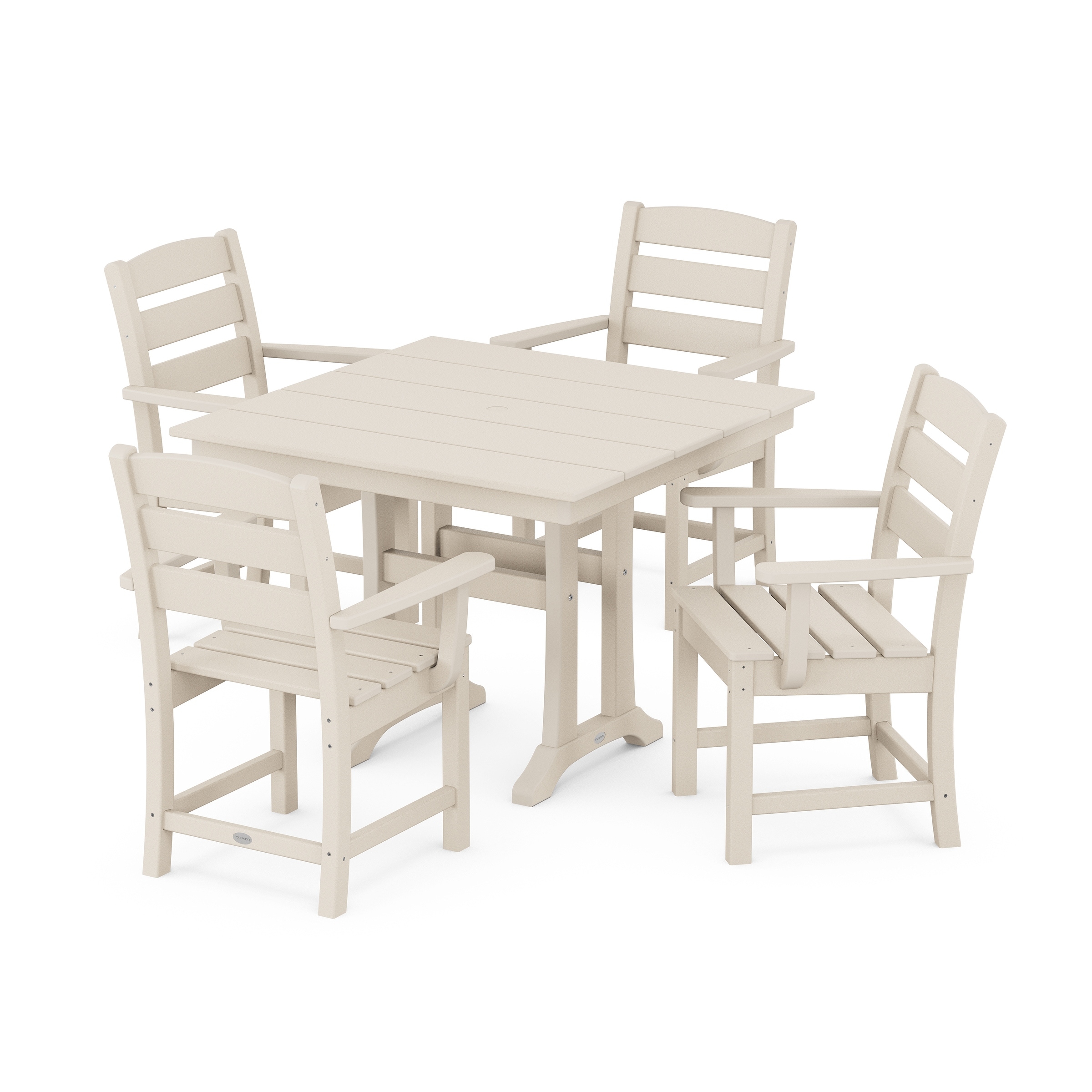 Polywood Lakeside 5-piece Farmhouse Trestle Arm Chair Dining Set