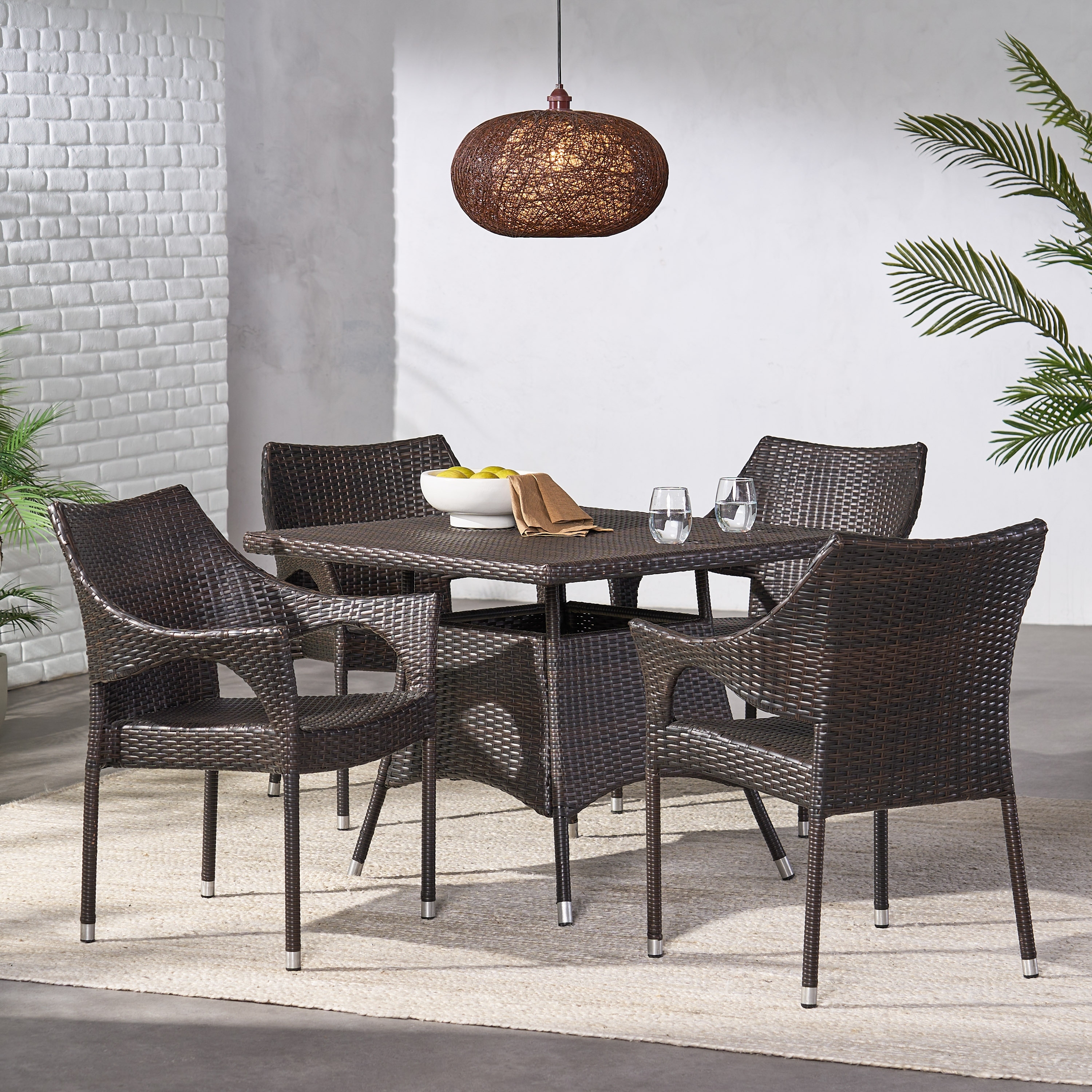 Arden Outdoor 5-piece Wicker Dining Set By Christopher Knight Home