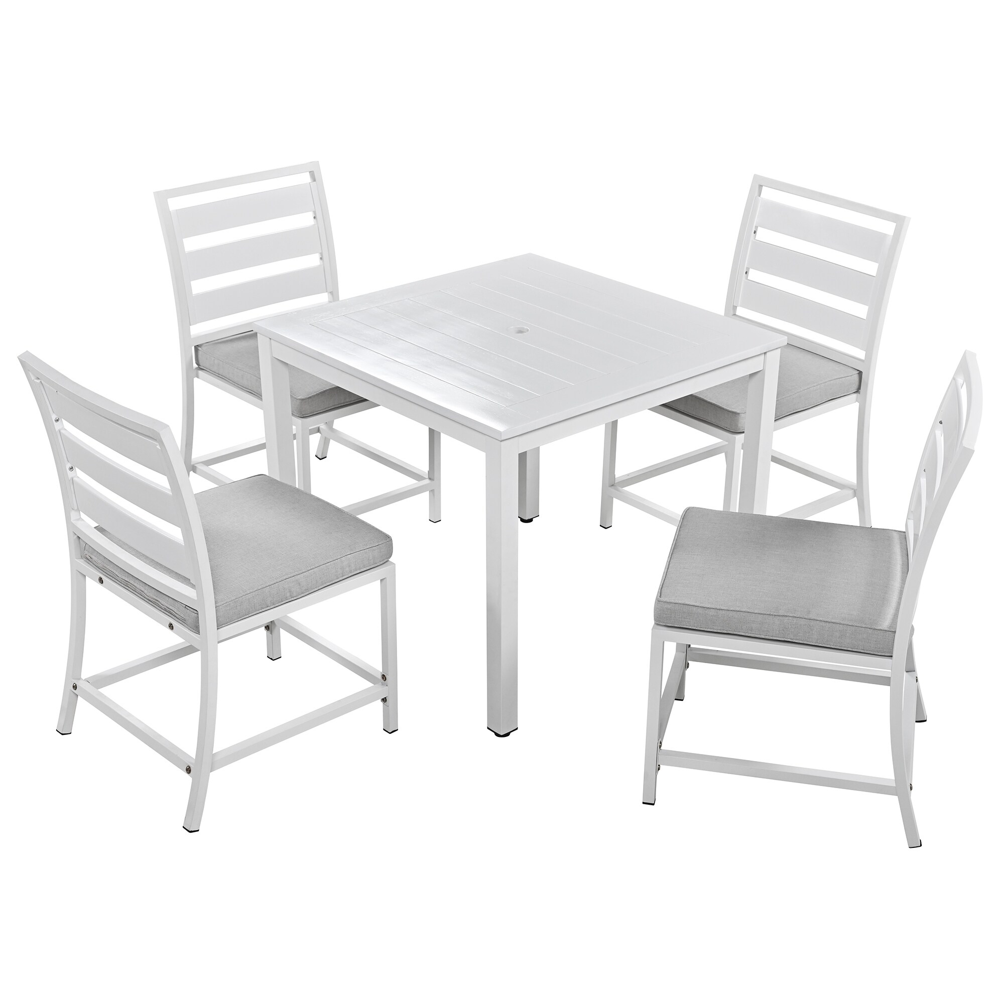 Outdoor Steel And Acacia Wood Four-person Dining Table And Chairs Are Suitable For Courtyards  Balconies  Lawns