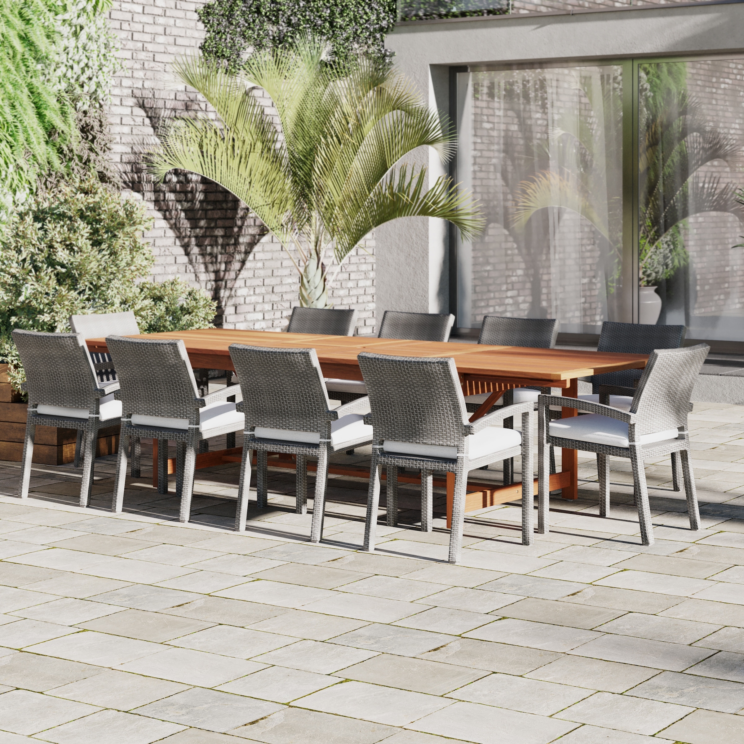 Outdoor Patio Extendable Dining Set