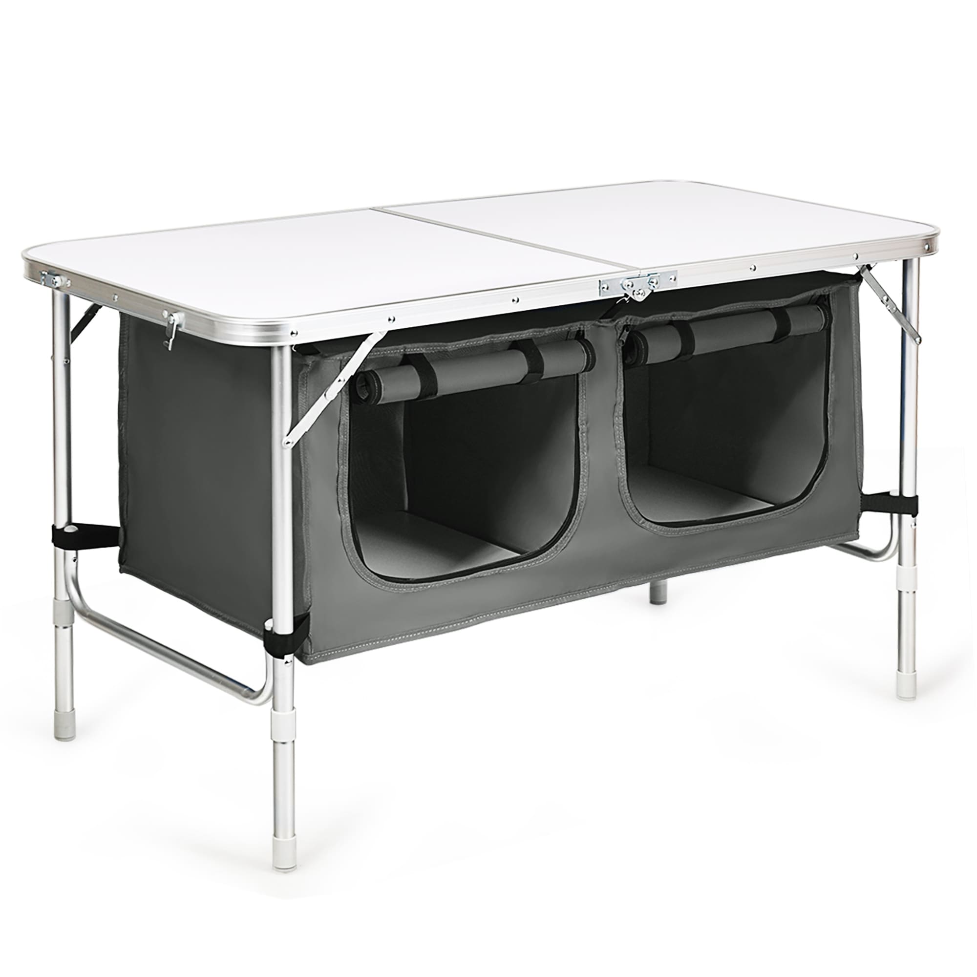 Aluminum Lightweight Portable Camping Table With Storage Organizer