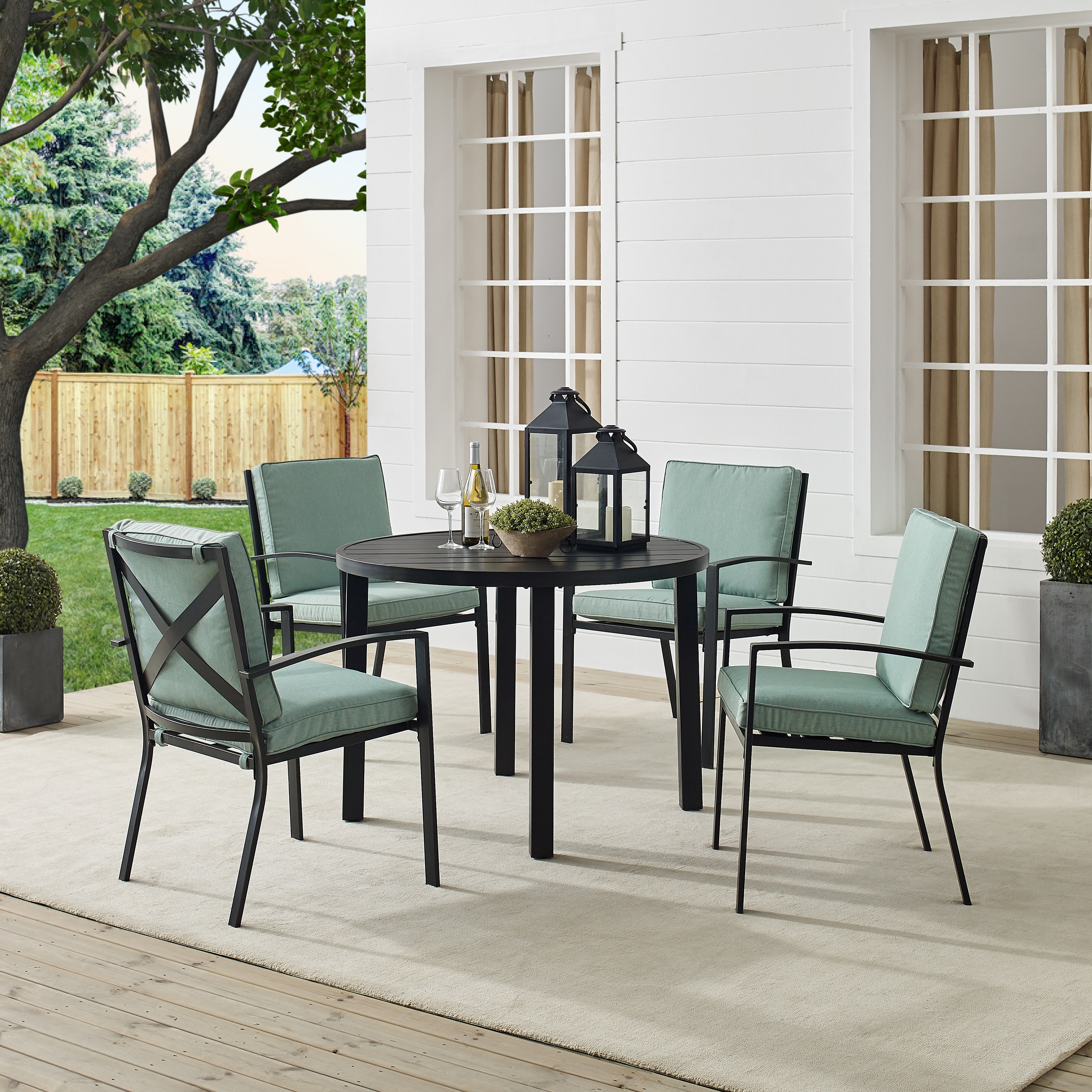Kaplan 5pc Outdoor Metal Round Dining Set- Table and 4 Chairs