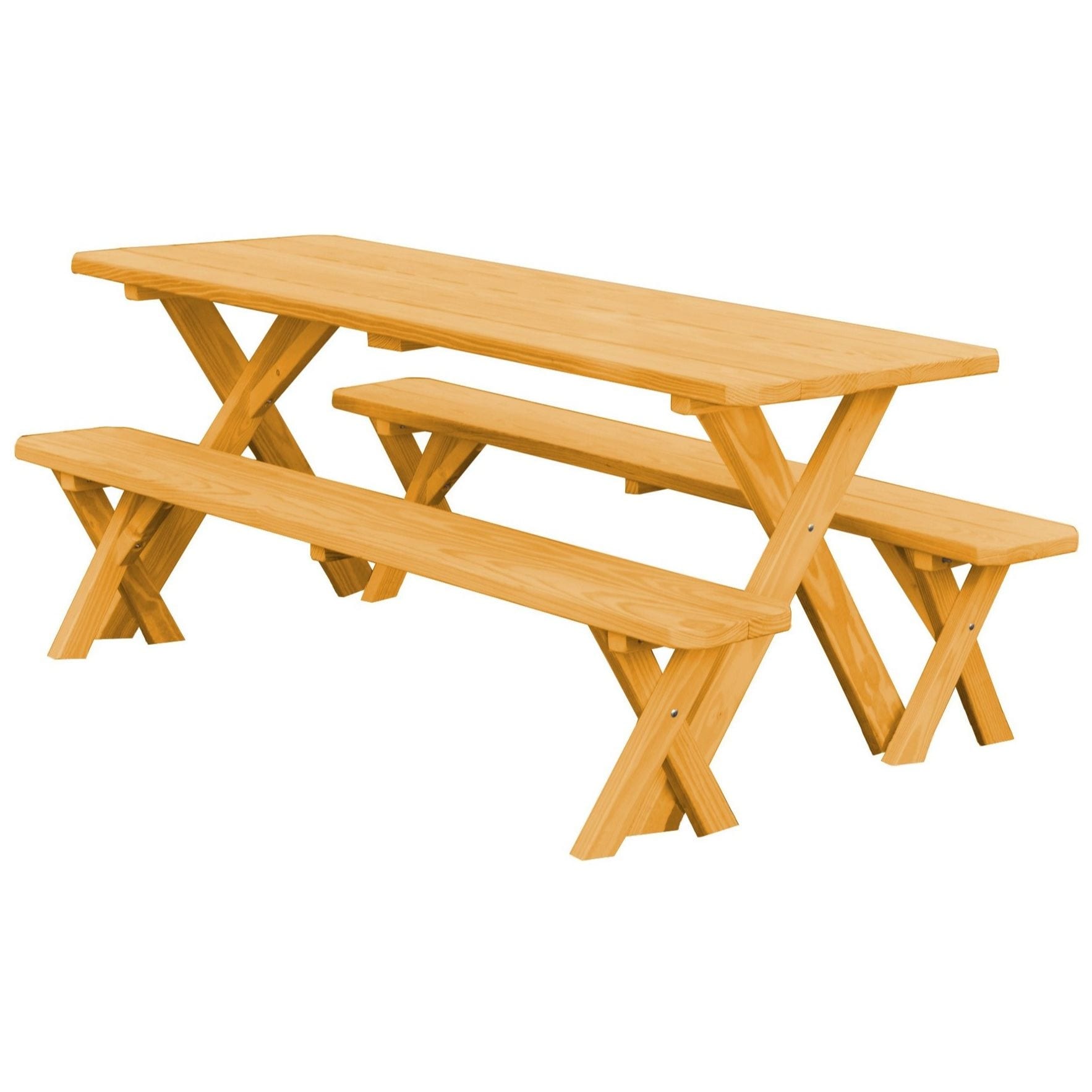 Pine 6 Cross-leg Picnic Table With 2 Benches