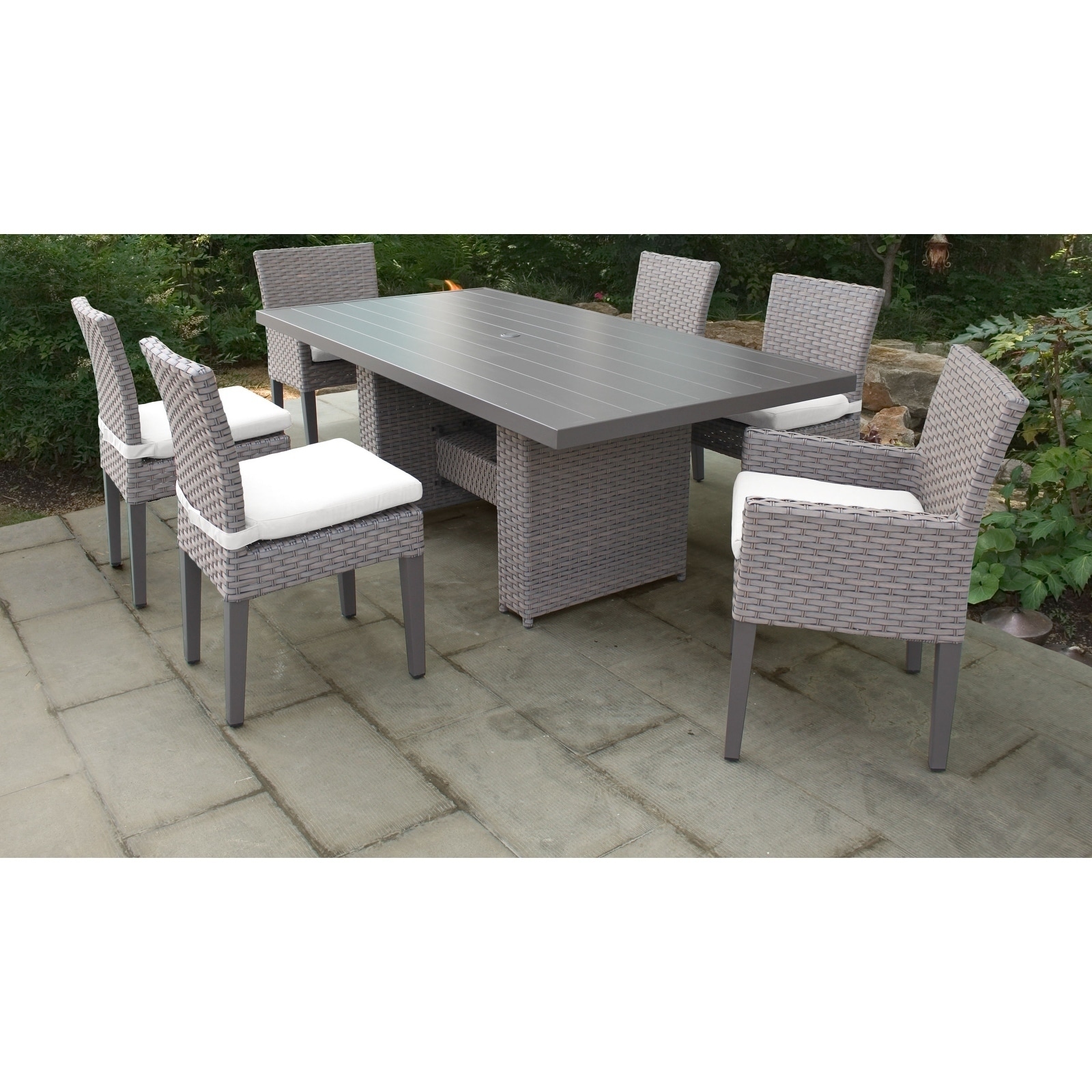 Monterey Rectangular Outdoor Patio Dining Table With 4 Armless Chairs And 2 Chairs W/ Arms