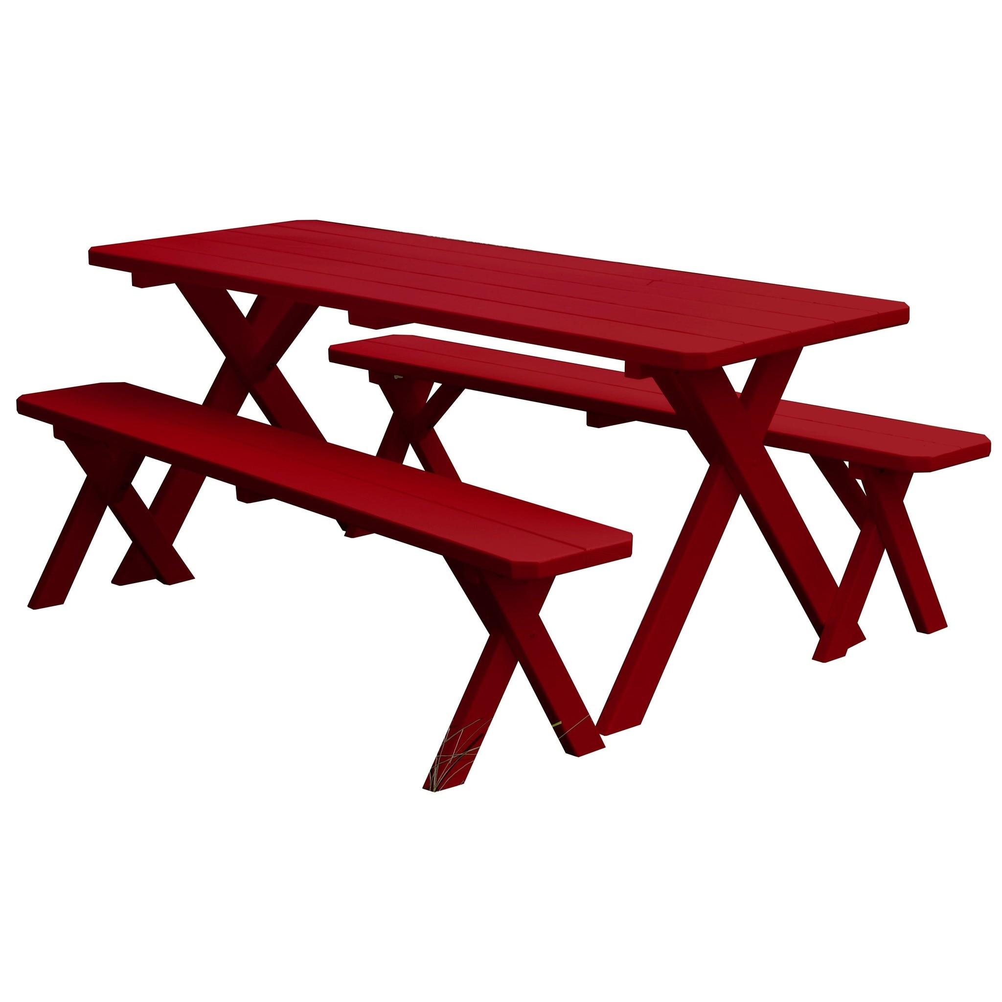 Pine 4 Cross-leg Picnic Table With 2 Benches