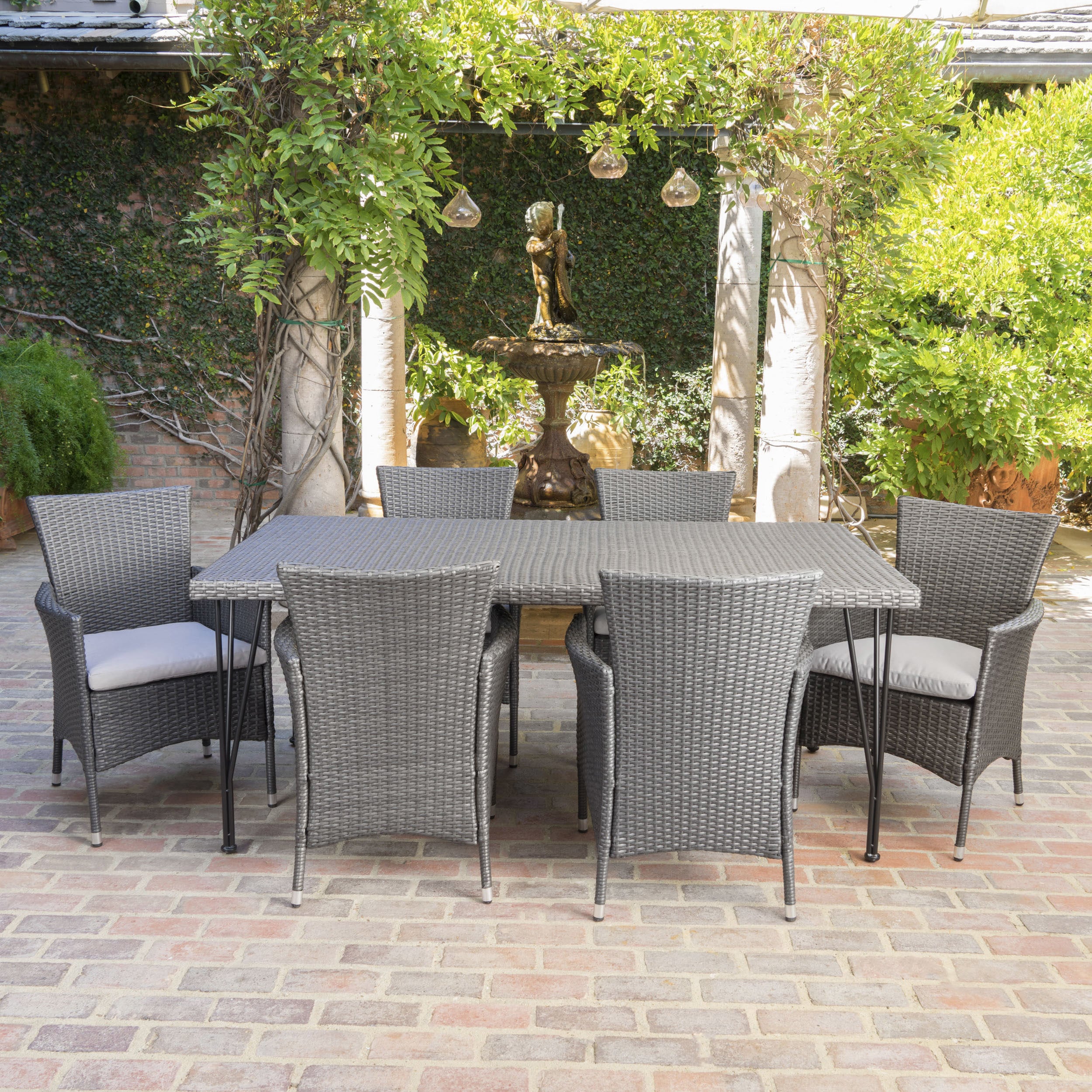 Belen Outdoor 7-piece Rectangle Wicker Dining Set By Christopher Knight Home