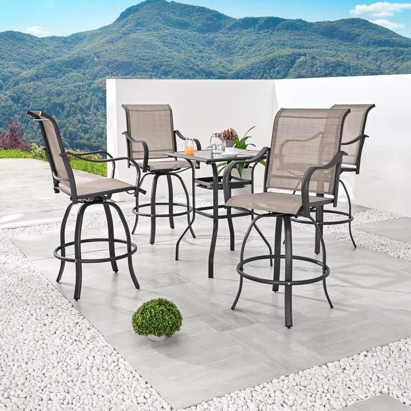 Patio Festival 4-person Outdoor Square Bistro Dining Swivel Set - N/a