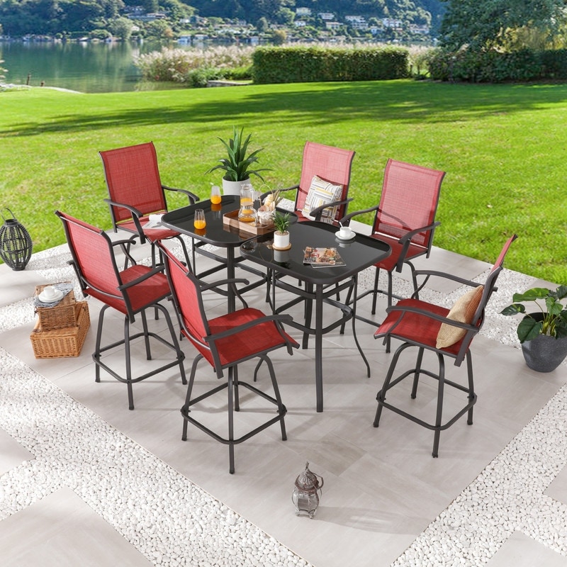 Patio Festival 6-person Outdoor Bar Height Swivel Bistro Dining Set