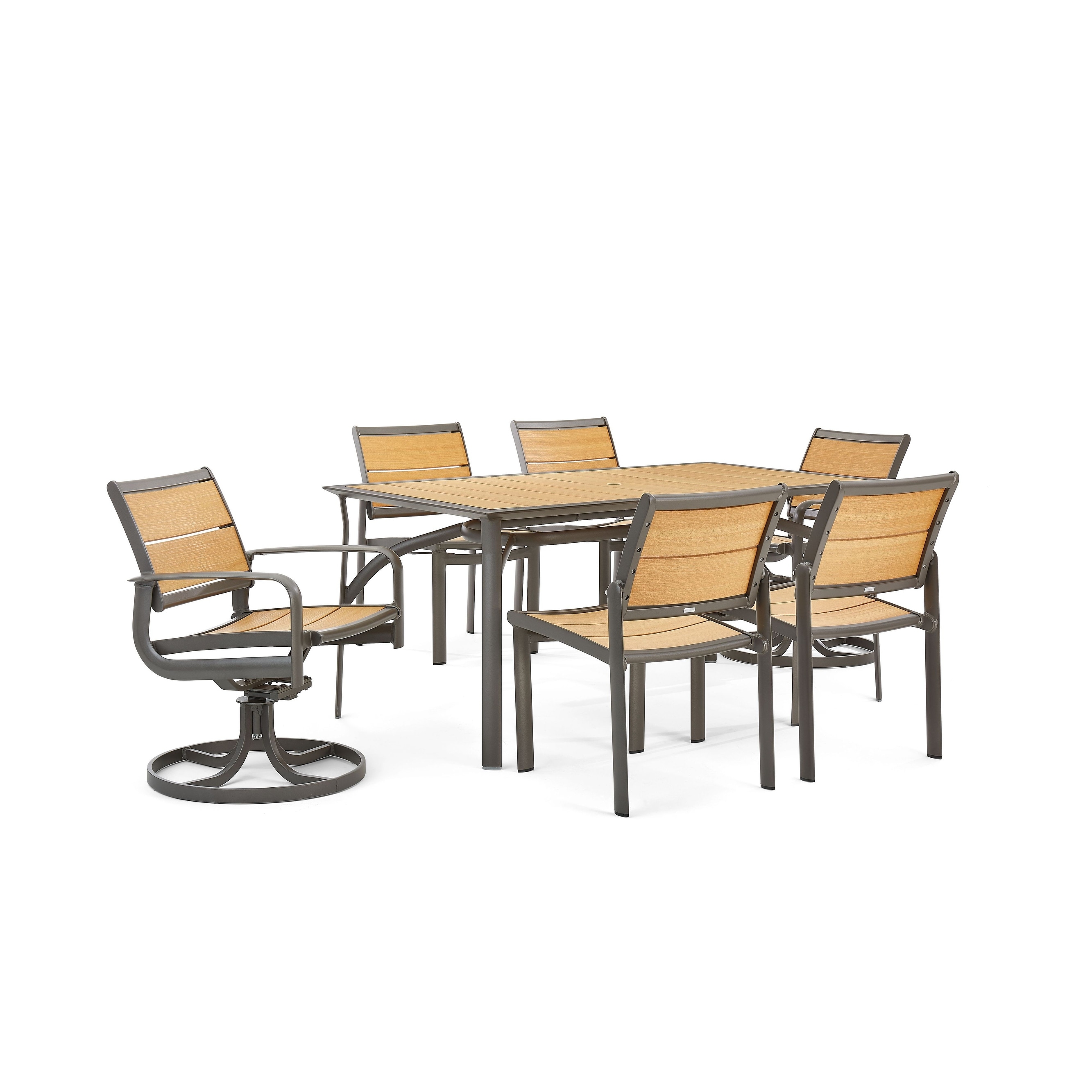 Harper 7 Piece Dining Set (2 Swivel Dining Chairs  4 Armless Dining Chairs  34 X 63 Rec Dining Table)