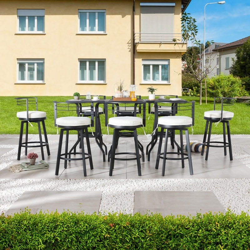 Patio Festival 11-piece Outdoor Bar Height Dining Set With Cushions