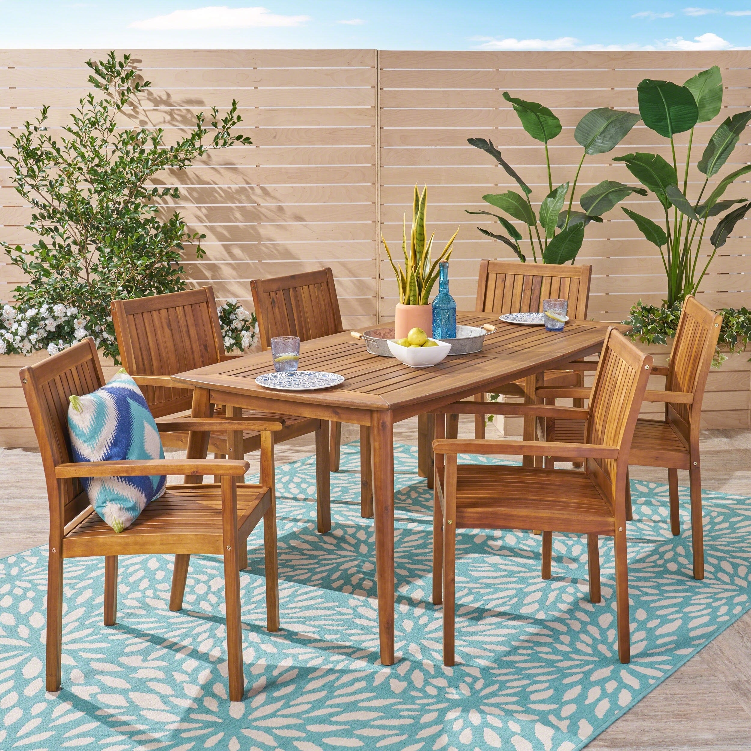 Karen Outdoor 7 Piece Acacia Dining Set By Christopher Knight Home
