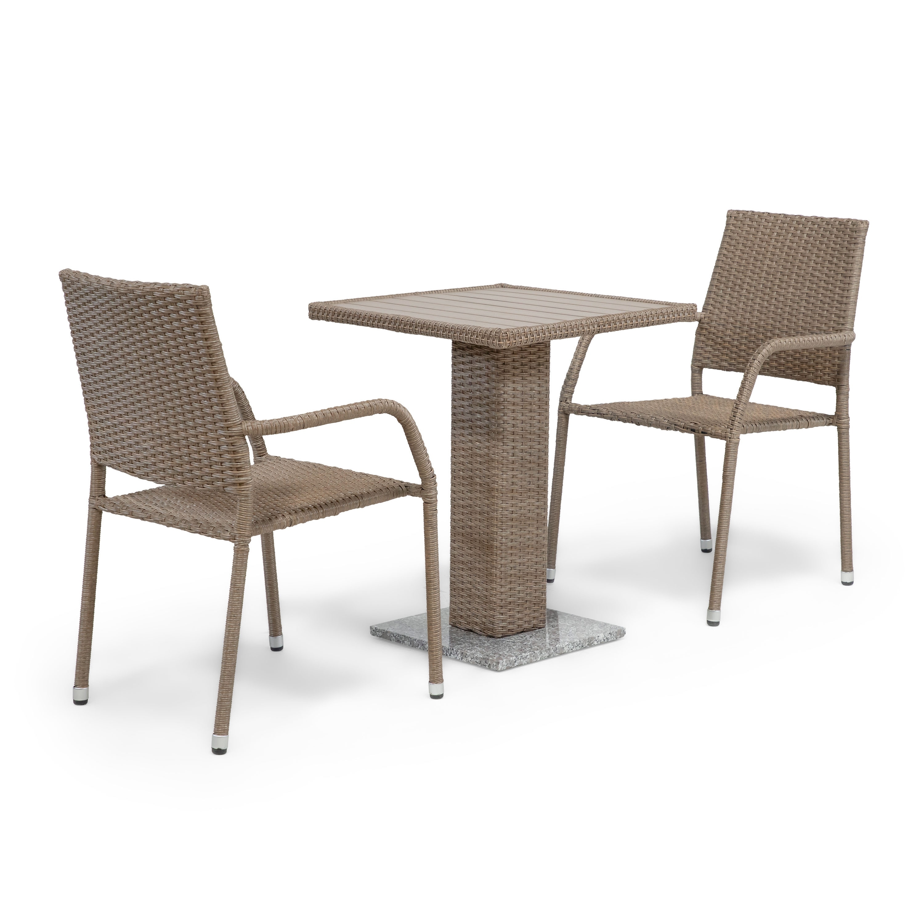 Cohen Stackable Transitional Natural 24-inch Wicker 3-piece Outdoor Square Bistro Set By M&l Co.