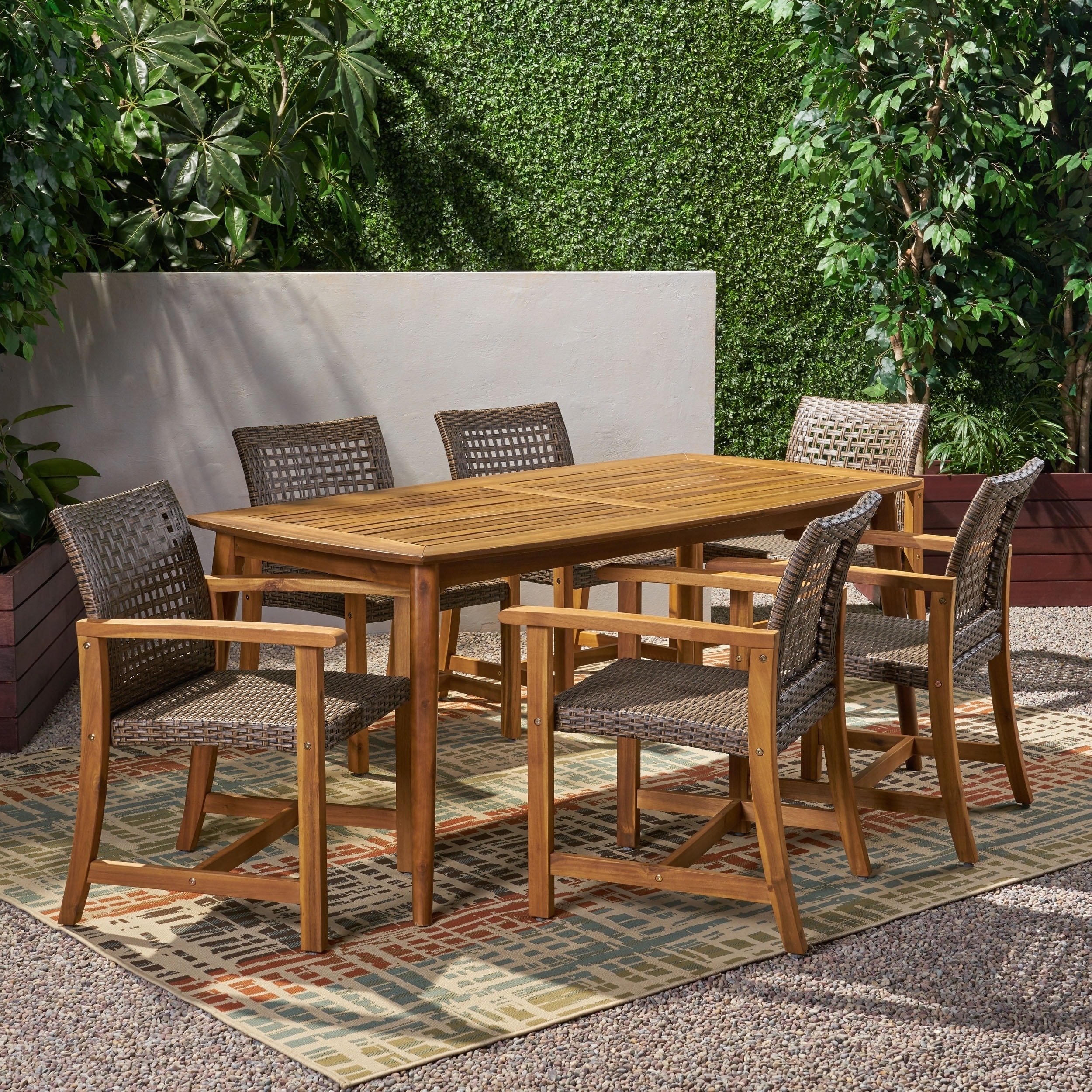 Botsford Outdoor 6 Seater Acacia Wood Dining Set By Christopher Knight Home