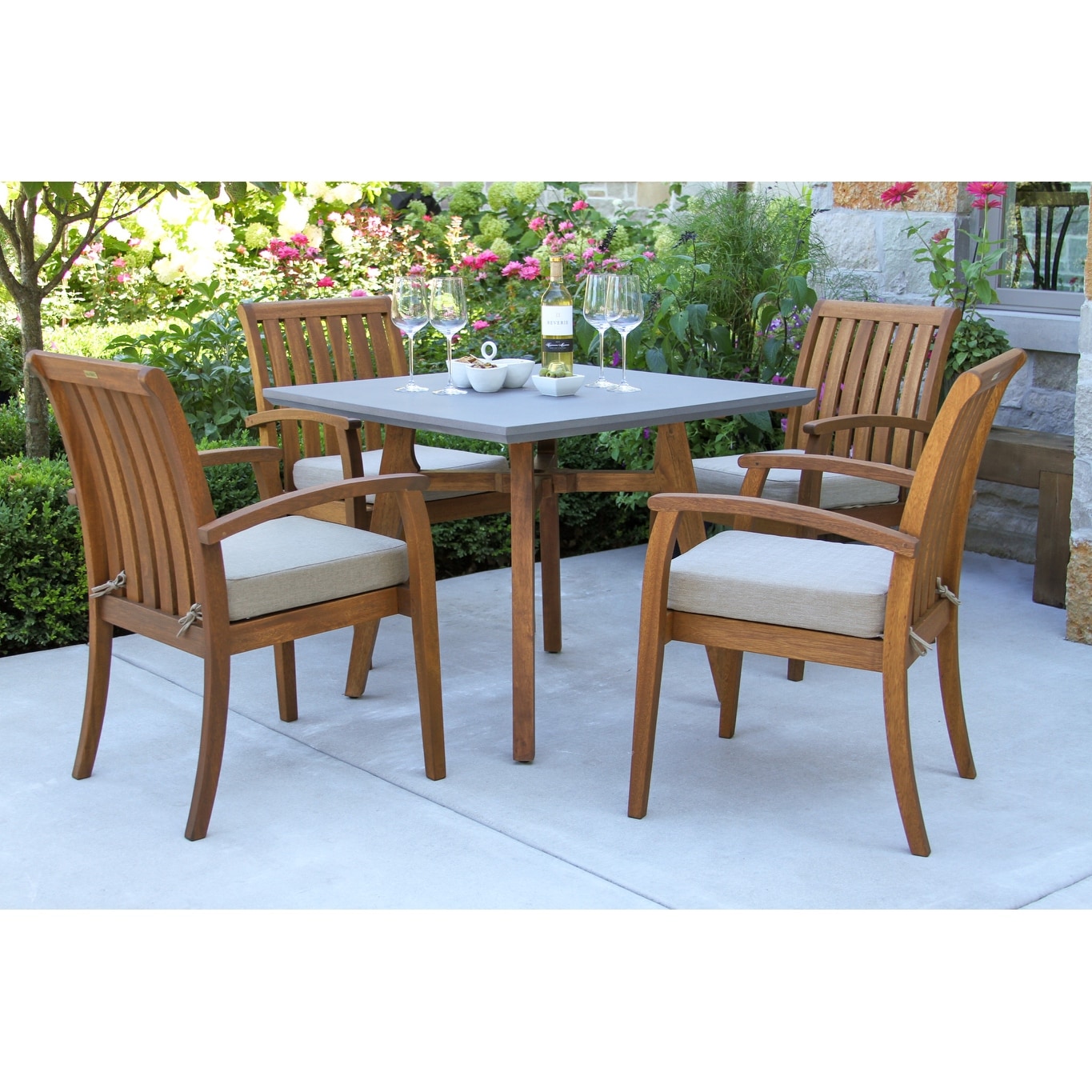 Nadine 5 Pc. Eucalyptus 36 Dining Set With Deluxe Chairs