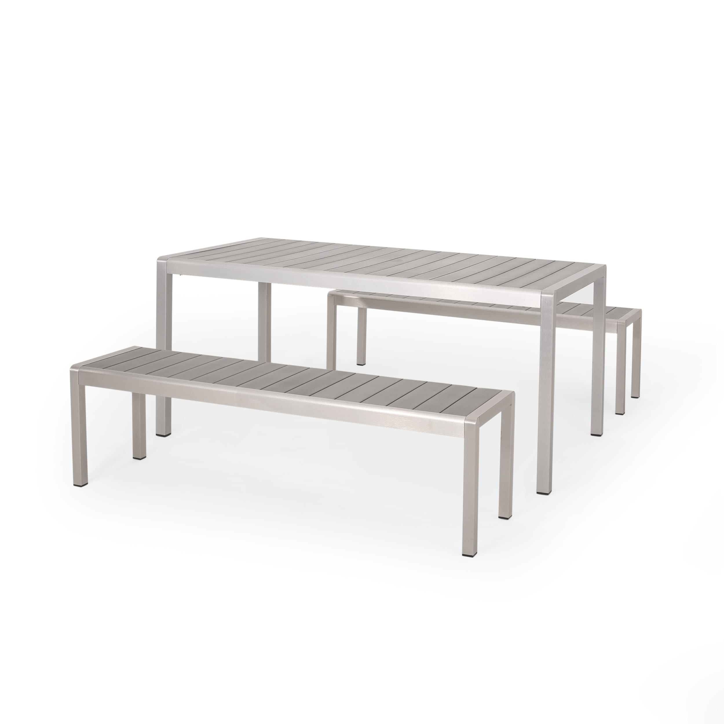 Cape Coral Faux Wood/ Aluminum Outdoor Picnic Table And Bench Set By Christopher Knight Home